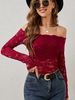 K Elegant Fan-shaped Collar With A Straight Neckline, Off Shoulder Lace, Slim Fit And Slimming T-shirt, Long Sleeved Top_ecoleips.com