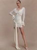 Mozision Slinky Lace Long Sleeve Sexy Mini Dress Women Elegant Cut-out V Neck Backless Bodycon Club Party Dress Female Clothes_ecoleips.com