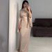 Elegant Satin Midi Dress With Empire Waist – Long Sleeve Mock Neck Ruffle Hem Dress (S-Xxl, Champagne/Black/Emerald)_ecoleips.com