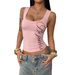 Women's English Print Low Neck Crop Top Summer Trendy Hot Girl Street Style Sexy Sleeveless Slimming Short Vest_ecoleips.com