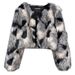Women’s Cropped Faux Fox Fur Coat – Jacquard Dyed Point Short Jacket (Beige, Khaki, Gray, Coffee, S/M/L)_ecoleips.com