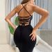 European And American Style Foreign Trade Women's Clothing 2025 Summer New Fashion Sexy Backless Strap Slim-fit Solid_ecoleips.com