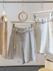 Women's White Cotton Linen Wide Leg Shorts Casual High Waisted Loose A-Line Style Flattering for Petite Figures Summer Straight Leg Pants_ecoleips.com
