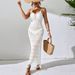 Women's Clothing Sexy Hollow Suspender Long Skirt Slim Tassel Beach Skirt Sleeveless Knitted V Neck Suspender Dress_ecoleips.com