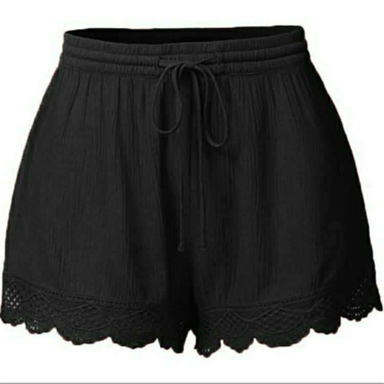 2025s Summer Solid Color Lace-Up Shorts Casual Pants For Women_ecoleips.com