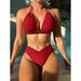 Verve 2024 New Sexy Swimsuit Women Two-Piece High Elastic Solid Color Bikini_ecoleips.com