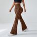 European And American Spring And Autumn Micro-pull Yoga Pants Women's High Waist Hip Lift Sports Wide-leg Pants Leopard Print Fitness Yoga Bell Pants_ecoleips.com