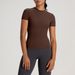 Women's Clothing Yoga Short Sleeved High Elastic Nude Breathable T Shirt Tops Sports Running Fitness Clothes_ecoleips.com