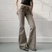 K European And American Retro Flare Low-Waisted Workwear Micro Flare Jeans For Women, Slim Fit, Leg-Lengthening, Slimming, Casual Long Pants_ecoleips.com