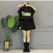 Women's Clothing Fashion Casual Sports Suit Letter Half Sleeve Top Slim Shorts Two Piece Suit_ecoleips.com