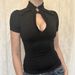 New Foreign Trade European And American Gothic Pure Desire Style Lace Hollow-out Black Stand-up Collar Short-sleeve_ecoleips.com