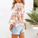Printed Ruffle Puff Sleeve Round Neck Blouse – Stylish Pullover Top For Women_ecoleips.com
