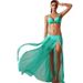 Stretch Mesh Midi Skirt Beach Sexy Slit Vacation Skirt Women's Clothing Swimwear Bikini Cover Up_ecoleips.com