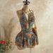 Women's Floral Print Halter Neck Short Dress Deep V Neck Cutout Bohemian Beach Vacation Sexy Dress Waist Revealing_ecoleips.com