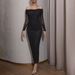 Women's Clothing Sexy Temperament Dress Tube Top Long Sleeve Mesh Toast Dress Long Dress_ecoleips.com