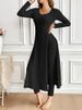 K New Design Round Neck Split Long Sleeve Two Piece Set_ecoleips.com