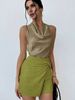 Verve Women's Sexy Sleeveless Satin Blouse 2025 Spring Summer Work Shirt_ecoleips.com