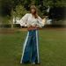 Women's Clothing Fashion Retro Personality Row Split Color Matching Wide Leg Mopping Denim Trousers_ecoleips.com