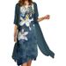 2024 European And American Summer New Wom's Casual Two-Piece Set Printed Round Neck Slim Fit Long Dress For_ecoleips.com