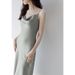 MZOMXL Acetate Texture Satin Swing Collar Strap For Women's Summer New Sleeveless Stunning Long Dress_ecoleips.com