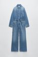 Women's Clothing Jumpsuit With Collar Women’s Denim Jumpsuit – Spring 2025 Casual Long Sleeve Romper With Button Details & Relaxed Fit (XS-L, Blue)_ecoleips.com