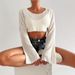 Summer Women's Off-Shoulder Knitted Top European American Style Long Sleeve Semi-Transparent Hollow out Short T-Shirt_ecoleips.com