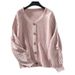 Solid-Color Button Knitted Cardigan For Autumn And Winter, Casual Loose Lantern Sleeve Sweater For Women_ecoleips.com