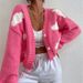 Women's Clothing Loose V Neck Cloud Drop Shoulder Knitted Cardigan Three Button Sweater Short Coat_ecoleips.com