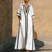 Spring And Summer New Collar Elegant Commuting Long Vacation Casual Women's Dress_ecoleips.com