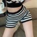 K New Trendy And Versatile Striped Contrasting Knitted Shorts For Women's Casual Bag Hip Shorts_ecoleips.com