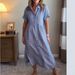 Aria Basics Aria Basics European And American Cross-Border Loose Plus Size Striped Short Sleeve Shirt For Women Summer New Casual Cotton Linen_ecoleips.com