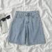 Women's High-Waisted Denim Shorts 5 Point Summer Thin Straight Leg plus Size Loose Fit Wide Leg Mid-Length for Petite_ecoleips.com