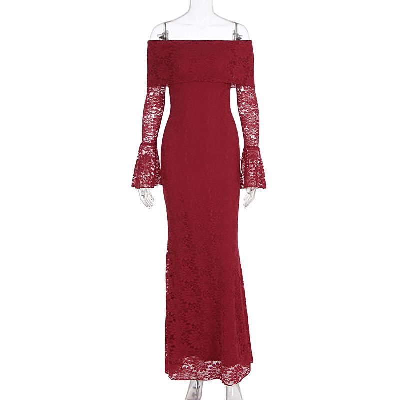 Elegant Off Shoulder Sexy Lace Long Sleeve Formal Prom Party Evening Dress For Women Special Occasion Cocktail139_ecoleips.com