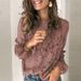Elegant Lace Long Sleeve Blouse With Bell Sleeves - Breathable Cotton Blend, Loose Fit, Round Neck, Versatile For Casual & Streetwear_ecoleips.com