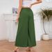 Suitable For All Seasons 2025 Style Women's Skirt Linen Wide Leg High Waist Cropped Pants With Pockets_ecoleips.com