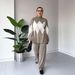 European American Women's Fashion 2025 Autumn Diamond Color Block Lazy Style Pullover Knitted round Neck Sweater Set_ecoleips.com
