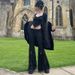 High Waisted Lace Trimmed Black Flared Trousers Women's Dark Punk Style Versatile Straight Leg Trousers New Autumn Collection_ecoleips.com