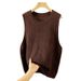 Loose Hollow Knit Vest For Women, 2026 Spring/Summer New Style, Layered Vest, Simple Sleeveless Jacket_ecoleips.com