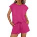 Women's Spring Summer Crew Neck Loose Short Sleeve Two Piece Set Fashionable Casual Outfit_ecoleips.com