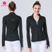 Women's Double Sided Long Sleeve Yoga Jacket Sports Running Fit Stand Collar_ecoleips.com