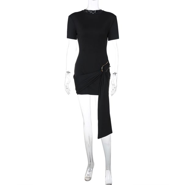 European And American Style Women's Clothing 2025 Spring New Fashion Elegant Metal Buckle Decorated Round Neck_ecoleips.com
