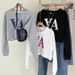 Women's Clothing Large Volume Spring And Autumn Sweatshirt Women's Pullover Letter Printing Short Loose Navel Exposed Round Neck Long Sleeved Tops_ecoleips.com