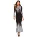 2023 New European And American Style Gold-Printed Slim-Fit Long-Sleeve, Autumn/Winter Evening Gown, Mermaid_ecoleips.com
