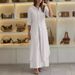 Women's Clothing Summer And Autumn Urban Elegant Cotton And Linen Slim Waist Long Shirt Wide Leg Pants Suit_ecoleips.com