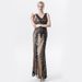 Women's Clothing Elegant Deep V Neck Sequined Dress Slim Fit Long Evening Gown For Women For Parties And Dances_ecoleips.com