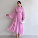 Women's Clothing New Products Temperament Half Turtleneck Zipper Long Sleeve Pleated Swing Medium Length Fairy Dress For Women_ecoleips.com