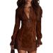 2026 European And American Women's Clothing Independent Site Zipper Lace Patchwork V-Neck Long Sleeve Loose_ecoleips.com