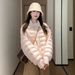 girl Ligh Oxygen Pink Down Jacke For Women Winer New Swee Syle Amosphere Simple Solid Color Turn-Down Collar Coon_ecoleips.com