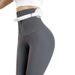 Women's High-Waisted Yoga Pants With Double Button Waistband – For Workout, Running & Winter (Black/Pink/Gray, Plus Size)_ecoleips.com