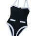Women's Sexy Backless Cross Design One Piece Swimsuit Black White Bikini Beachwear For Summer Vacation_ecoleips.com